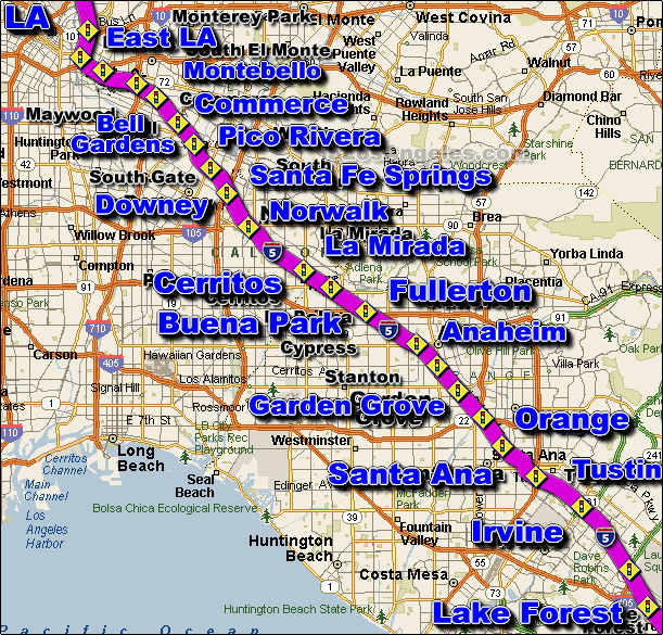Interstate 5 South Metro Los Angeles Traffic Map